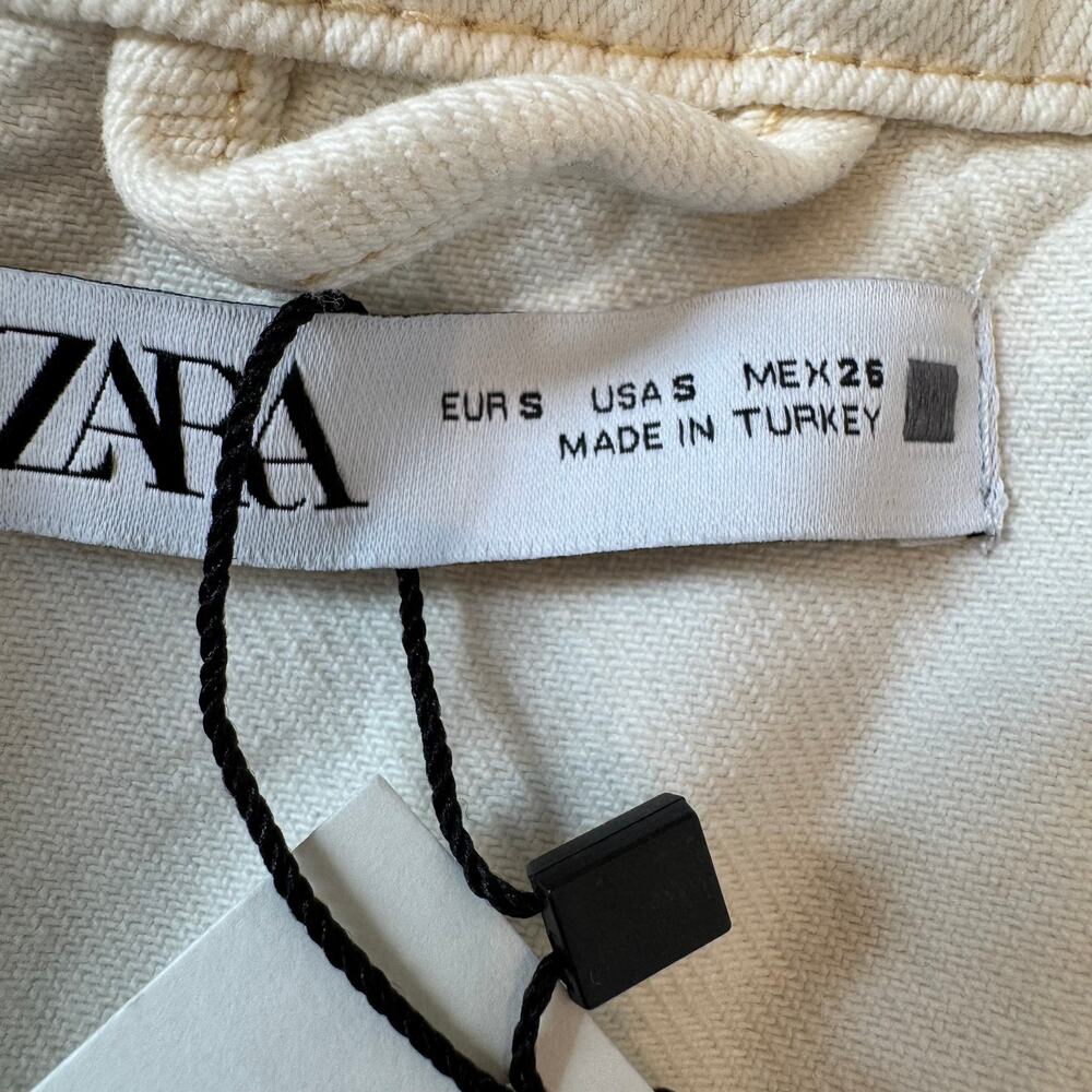 ZARA Cream White Western Fringe Studded Denim Jacket NWT Size Small - Picture 6 of 14